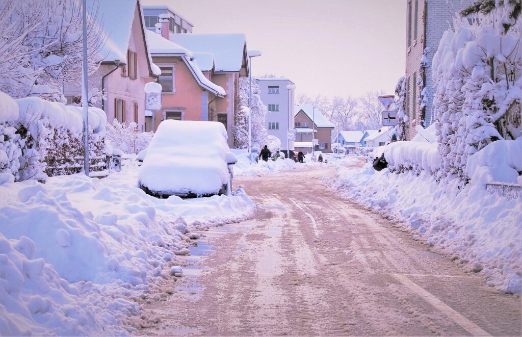 pink dawn, zaspa, snow